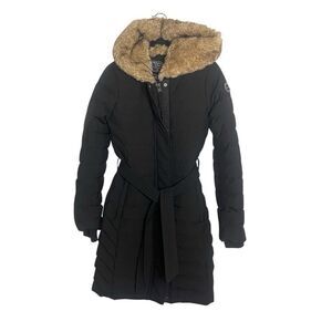 Abercrombie & Fitch Down Filled Belted Puffer Parka Coat Faux Fur
